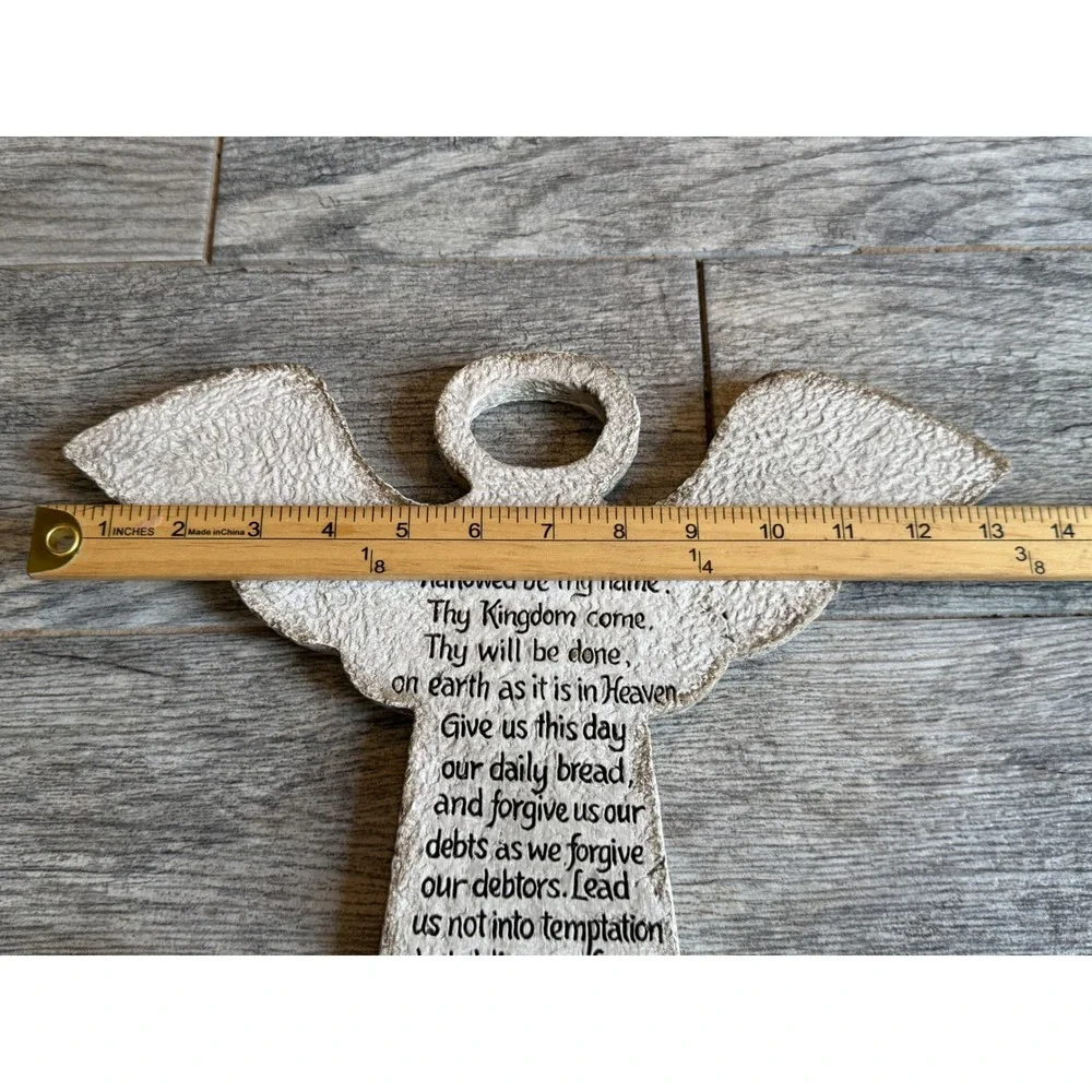 Caffco Lord's Prayer Angel Wall Plaque Rustic Religious Decor Cross Scripture